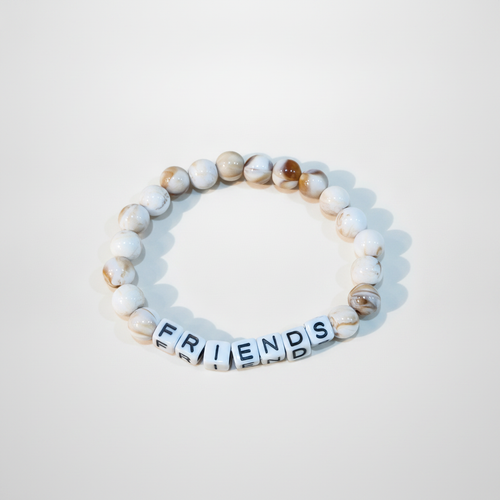 FRIENDS Beaded Stretch Bracelet – Marble Stone Letter Beads