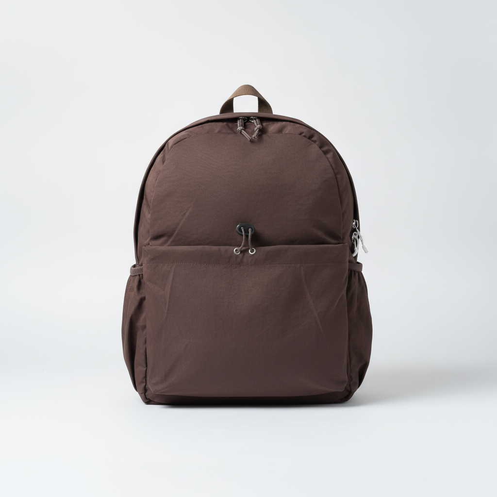 Casual Brown Drawstring Backpack with Side Pockets