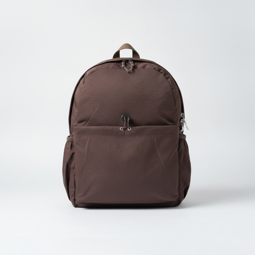 Casual Brown Drawstring Backpack with Side Pockets
