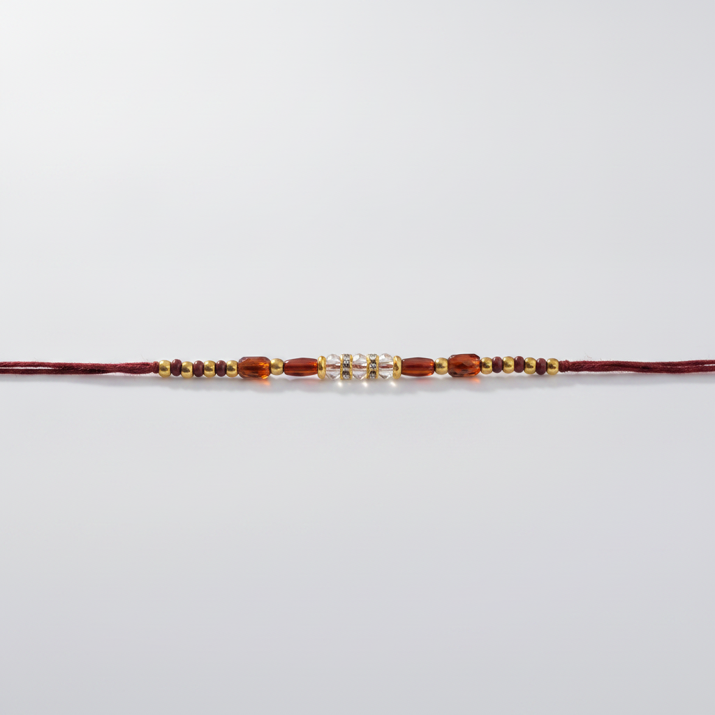 Beaded Rakhi with Crystal & Gold Accents – Pack of 12