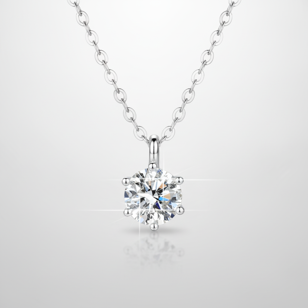 Classic Solitaire Crystal Pendant Necklace for Women