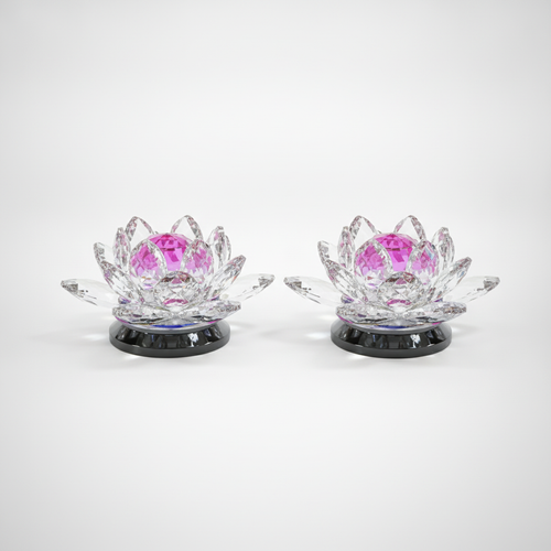 Crystal Rotating Lotus Flower Figurine – Multicolor Décor