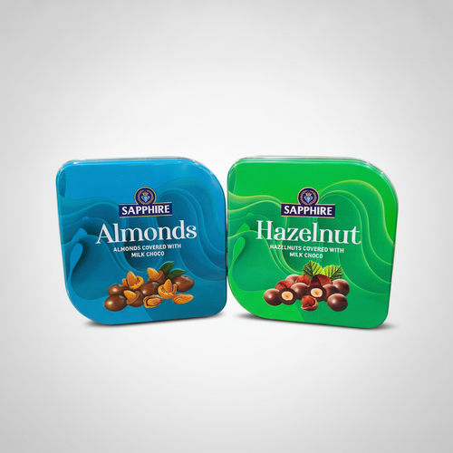 Sapphire Milk Chocolate Covered Nuts Tin Gift Box