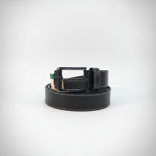 Wrangler Men's Black Leather Belt with Contrast Stitching