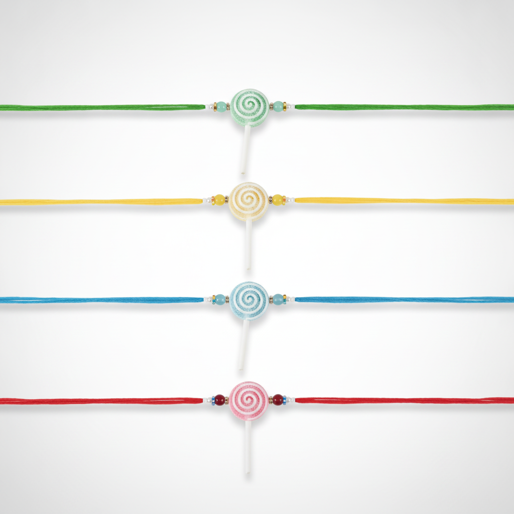 Lollipop Rakhi for Kids – Colourful Candy Charm Bracelet