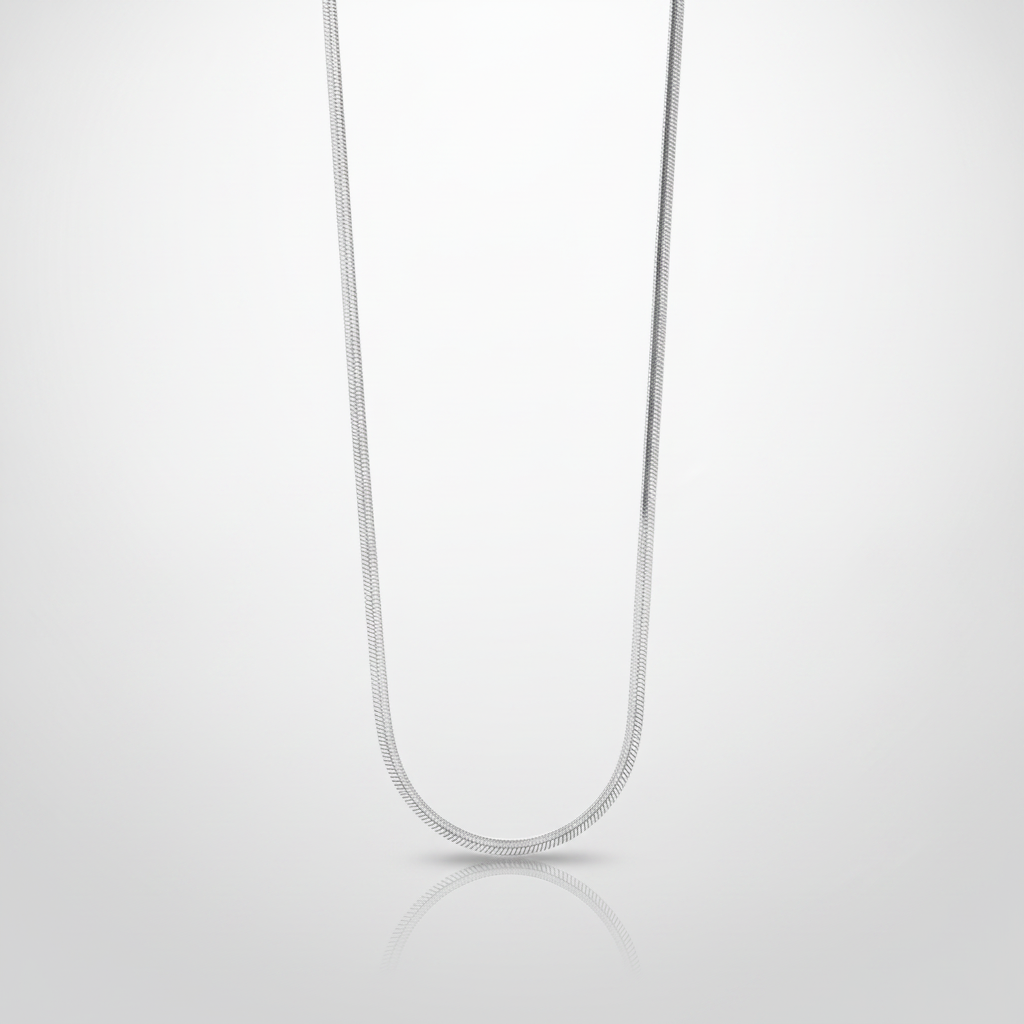 Men's Silver Herringbone Snake Chain Necklace