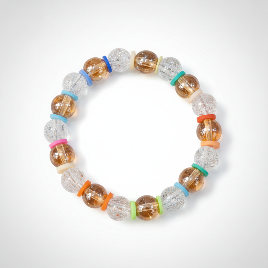 Kids Rakhi Crackle Bead Bracelet with Colorful Charms