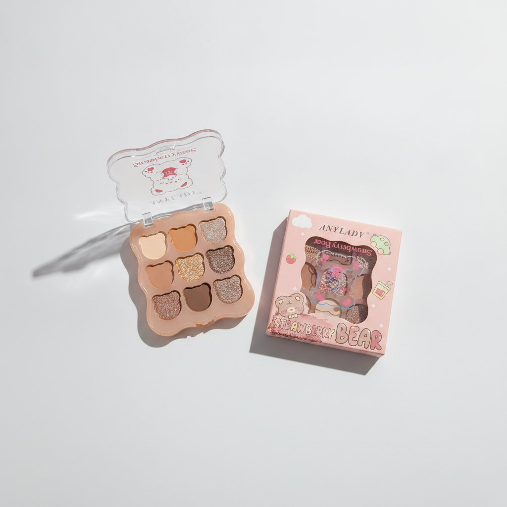 ANYLADY Strawberry Bear Eyeshadow Palette – 9 Shades