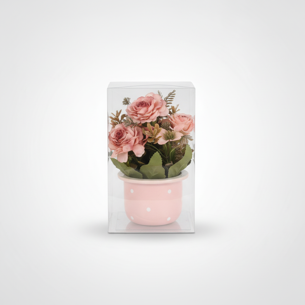 Mini Artificial Rose Bouquet in Ceramic Pot – Home Decor