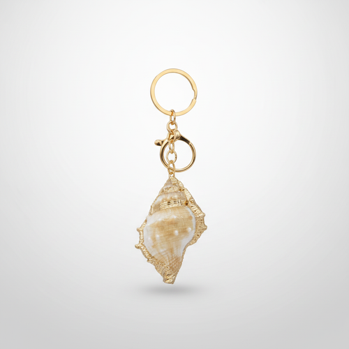 Gold-Dipped Natural Shankh Conch Shell Keychain