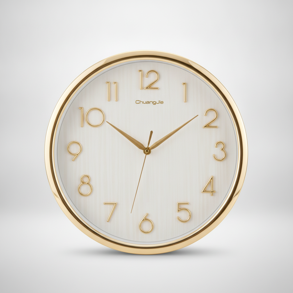 Elegant Gold Wall Clock with White Face – Modern Glam Design