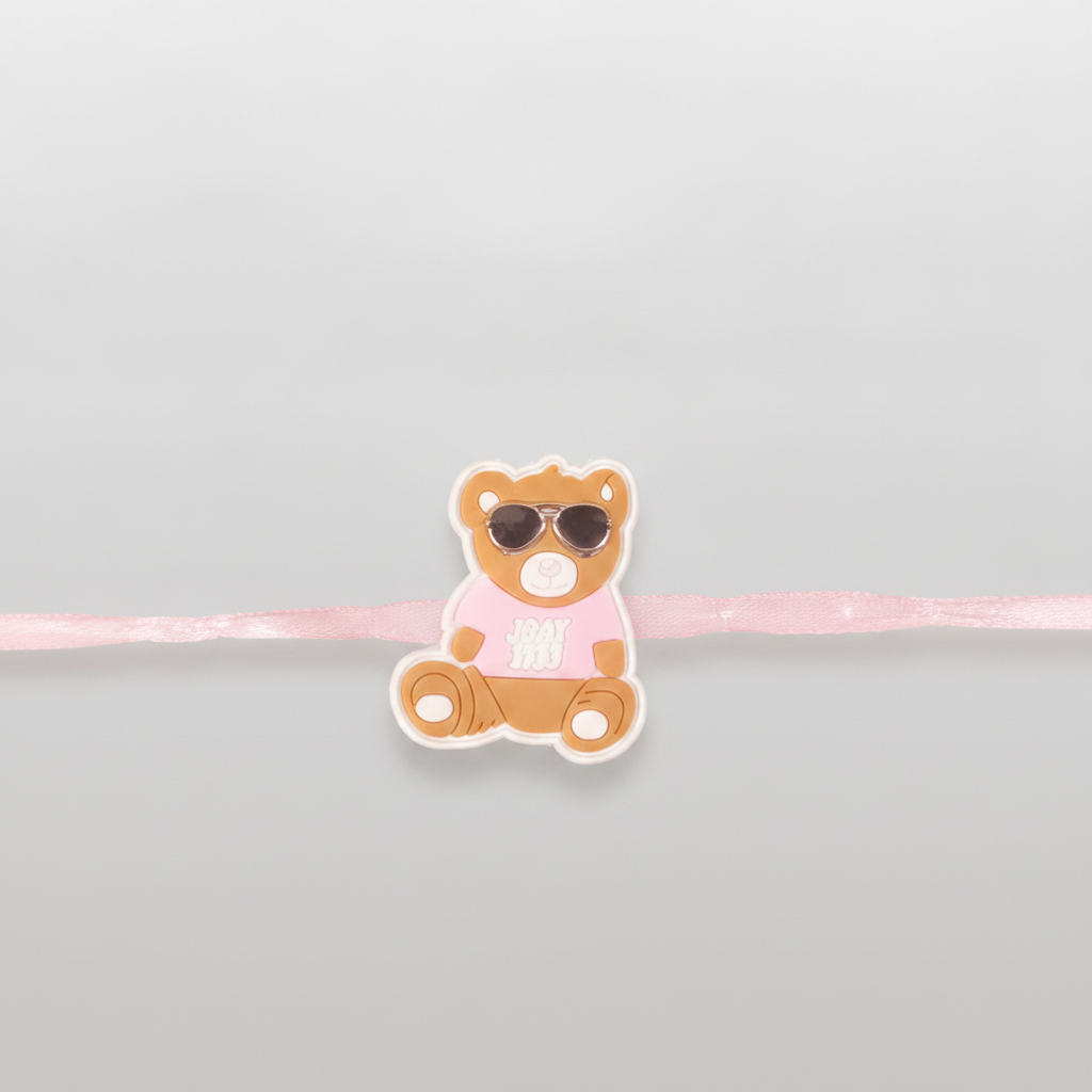 Cool Teddy Bear Kids Rakhi with Pink Thread