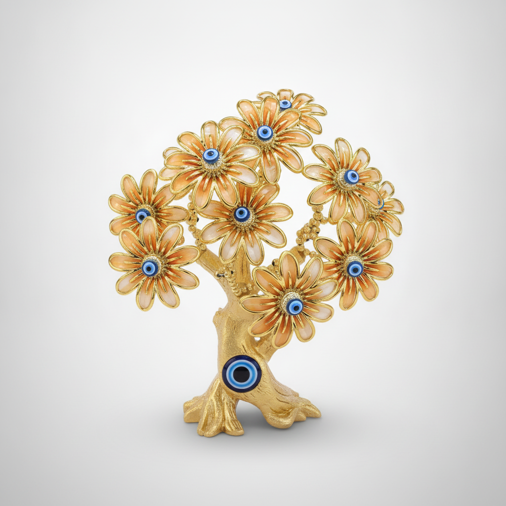 Golden Evil Eye Flower Tree Decorative Figurine