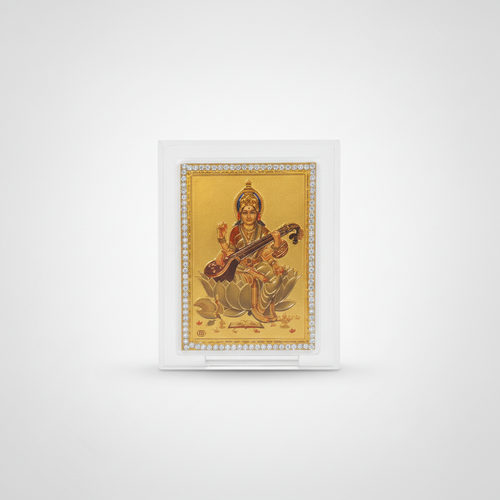 Goddess Saraswati Gold Foil Car Dashboard Frame