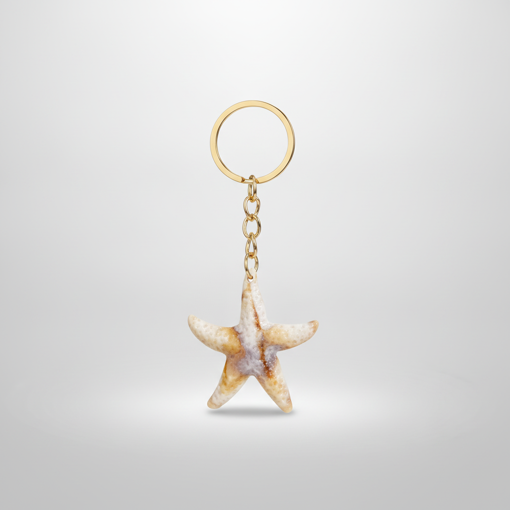 Real Starfish Keychain – Natural Sea Star Souvenir Charm