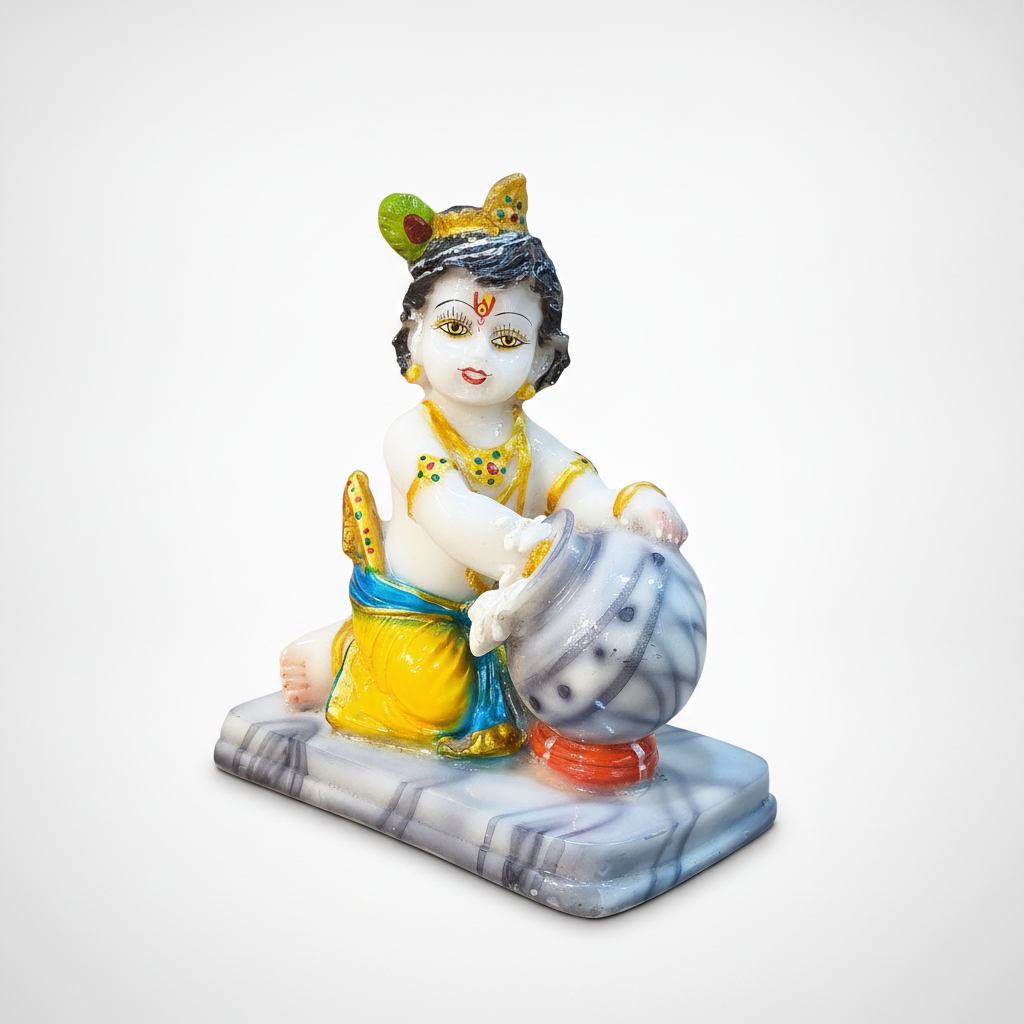 Baby Krishna Makhan Chor Idol – 7-Inch Polyresin Statue