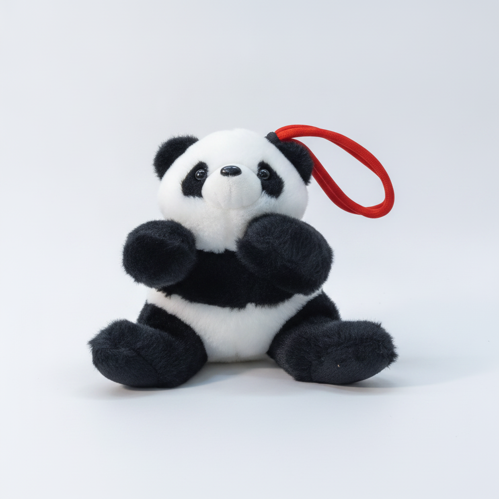 Cute Panda Plush Toy with Red Wrist Strap – Kitchen Decor
