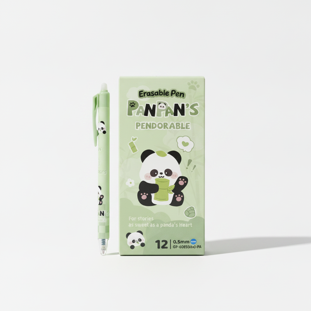 PanPan's Pendorable Erasable Gel Pens – Cute Panda Design, 12-Pack