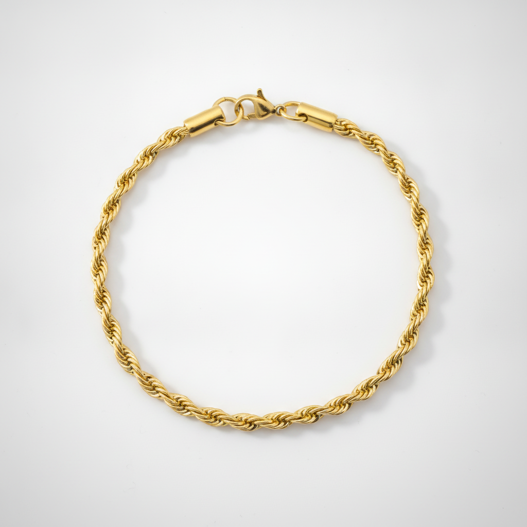 Men's Gold Rope Chain Bracelet – Classic Twisted Design