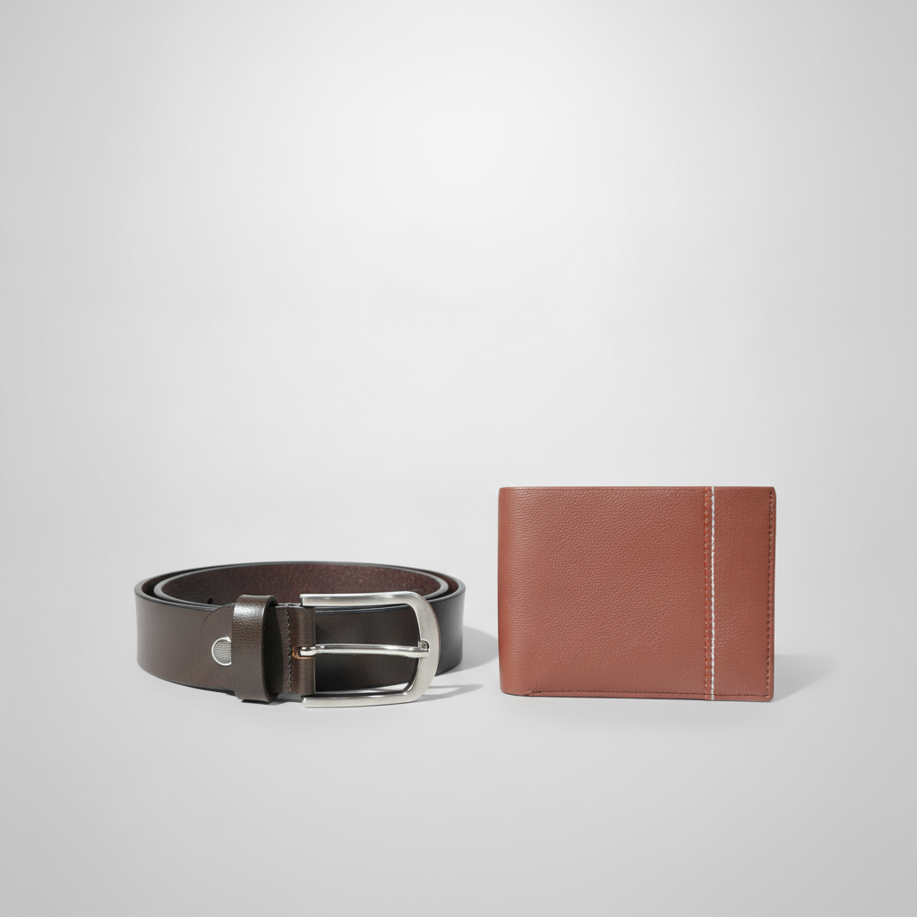 Wrangler Genuine Leather Men's Wallet & Belt Combo Set