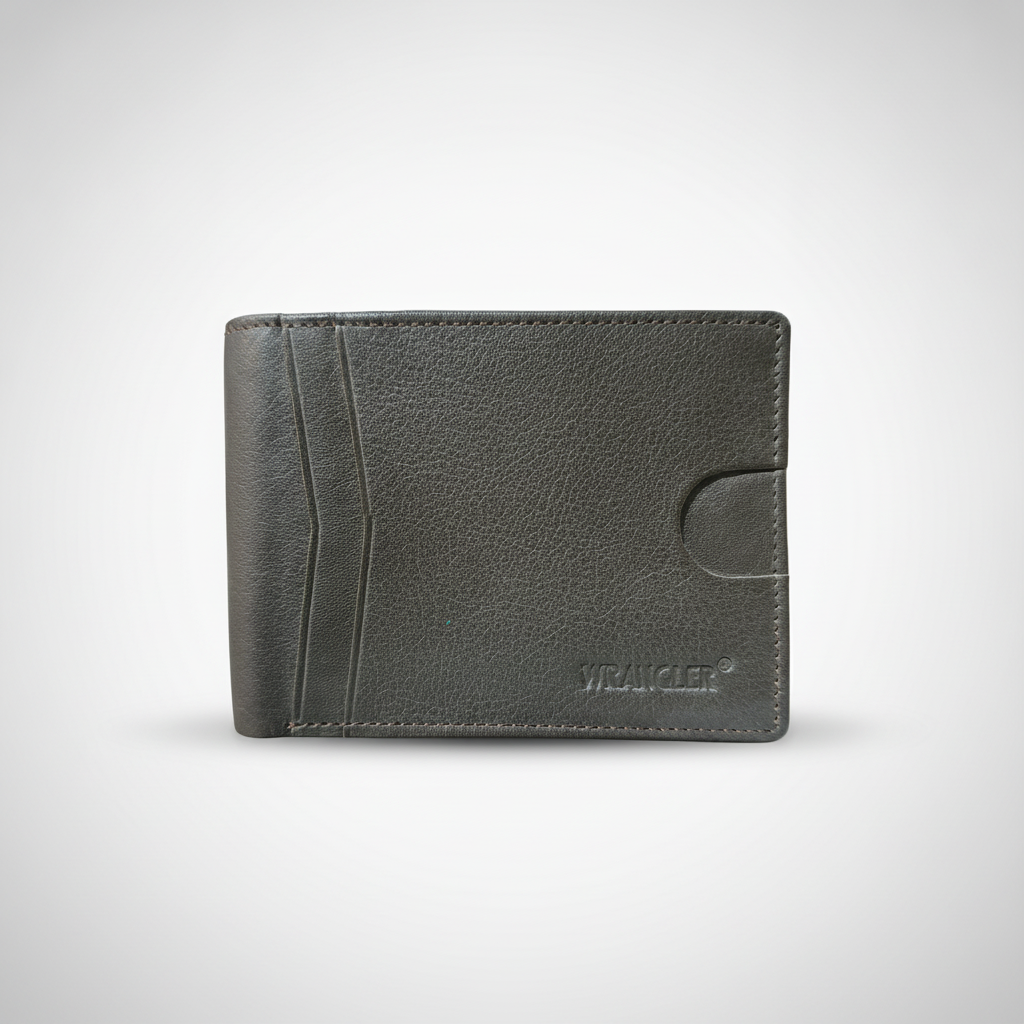 Wrangler Men's Slim Bifold Leather Wallet with Snap Closure