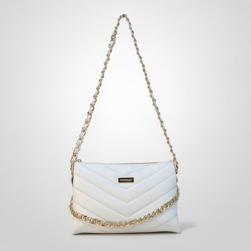 Wrangler Quilted Chevron Crossbody Bag with Gold Chain