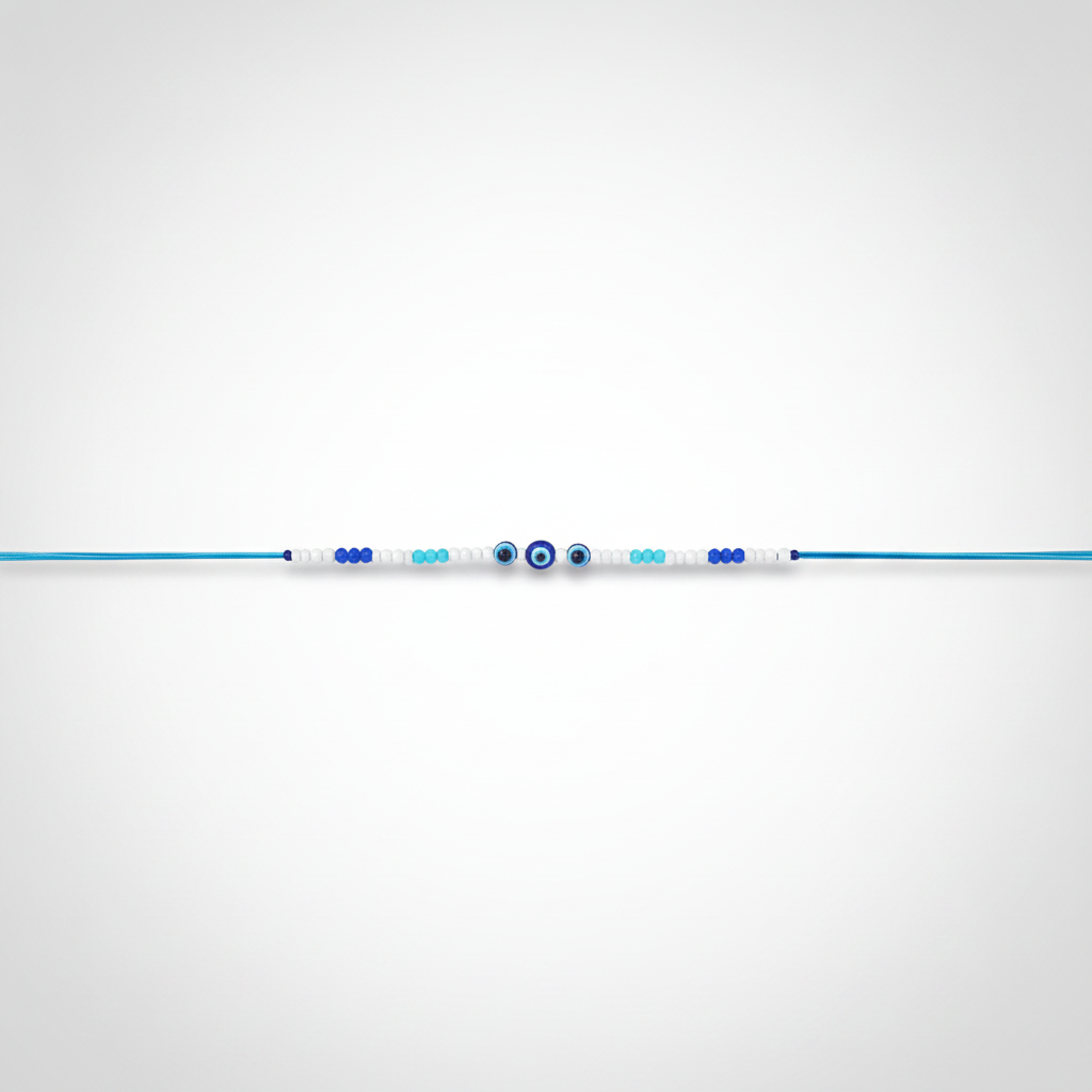 Evil Eye Rakhi Bracelet – Blue Beaded Protective Charm