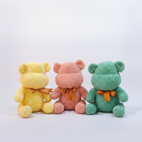 Fluffy Teddy Bear Soft Toy with Ribbon Bow