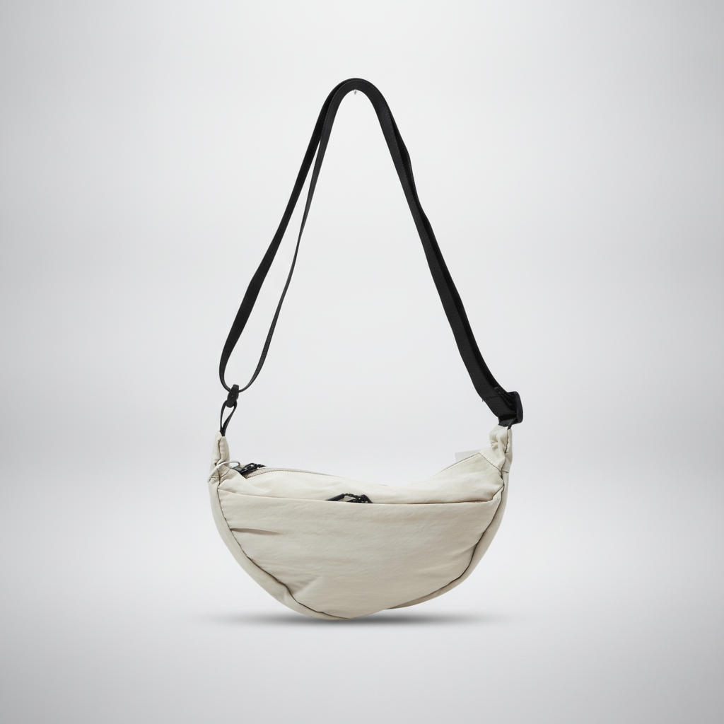 Crescent Crossbody Sling Bag – Soft Sand Nylon