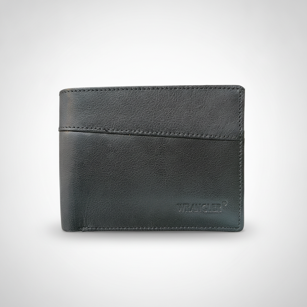 Wrangler Men's Black Bifold Leather Wallet