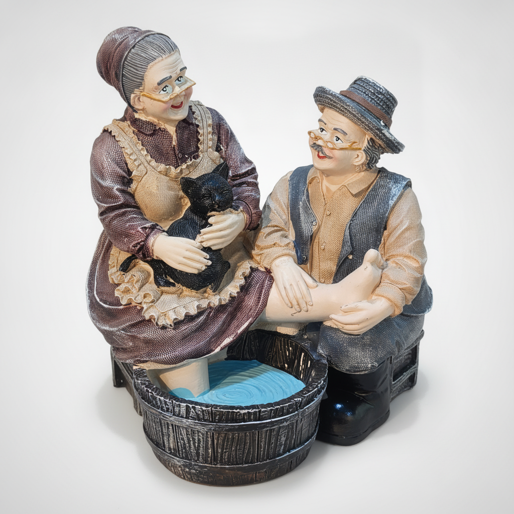 Grandma & Grandpa Foot Soak Figurine – Charming Resin Couple