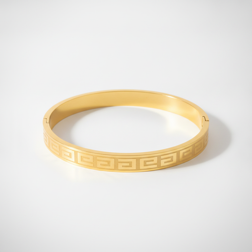 Men's Gold-Tone Greek Key Bangle Bracelet