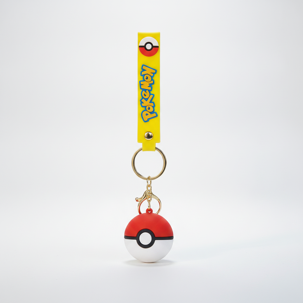 Pokémon Poké Ball Keychain with Yellow Silicone Wrist Strap