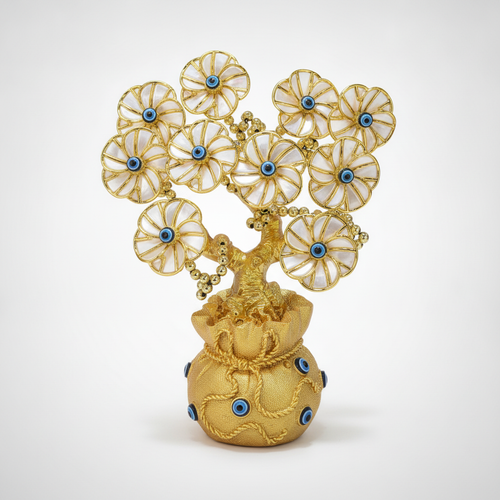 Golden Evil Eye Lucky Money Tree Feng Shui Decor