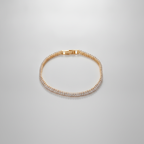 Gold Tennis Bracelet with Crystal Baguette Links
