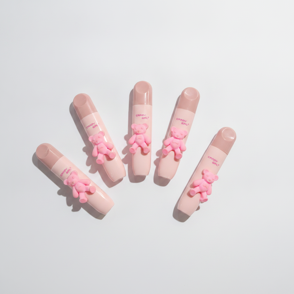 Crazy Girl Teddy Bear Lip Gloss – Cute Pink Kids Lip Gloss