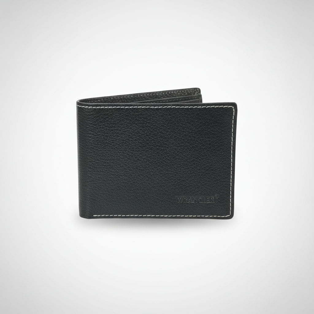 Wrangler Men's Black Leather Bifold Wallet