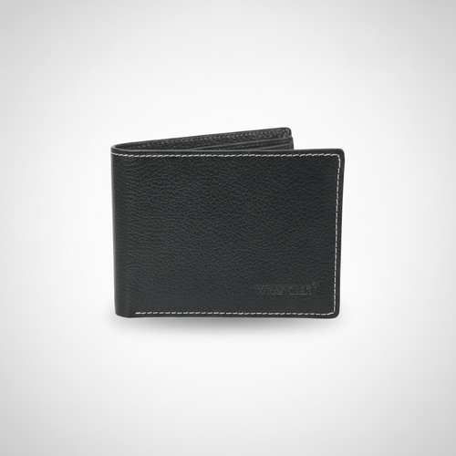 Wrangler Men's Black Leather Bifold Wallet