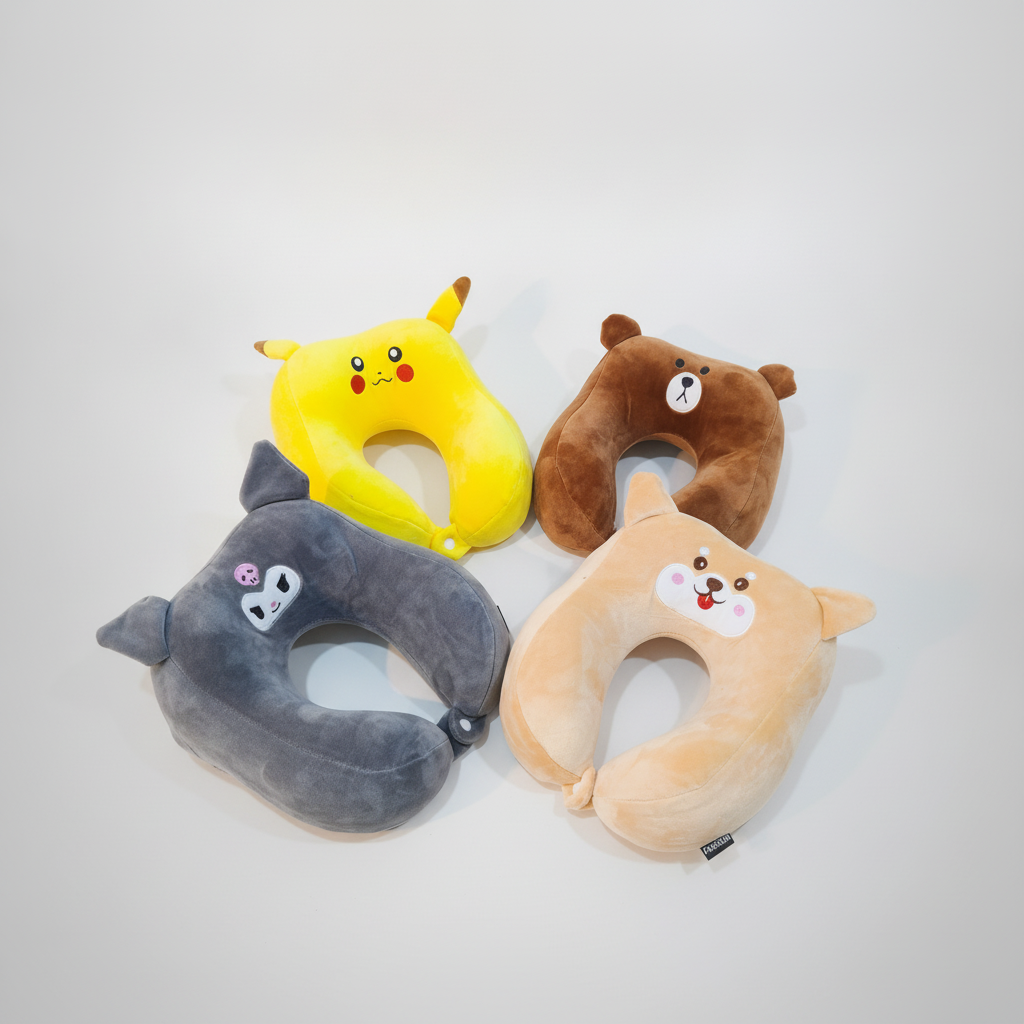 Cartoon Character Travel Neck Pillow – Soft Plush U-Pillow