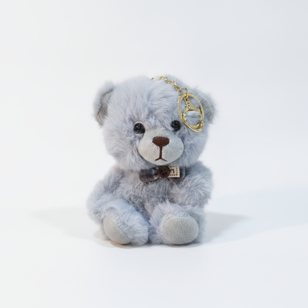 Fluffy Blue Teddy Bear Keychain Plush Soft Toy