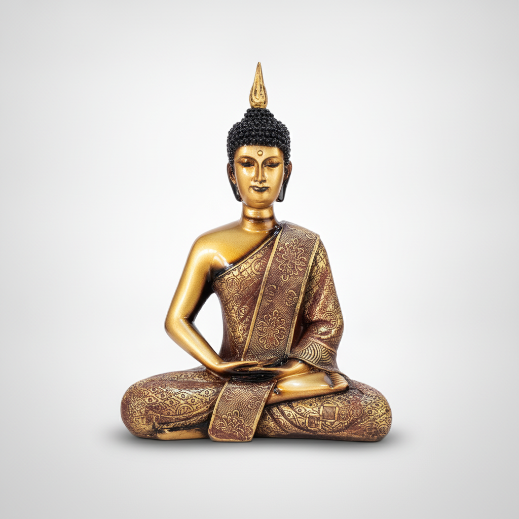 Thai Buddha Meditation Statue – Gold & Bronze Finish