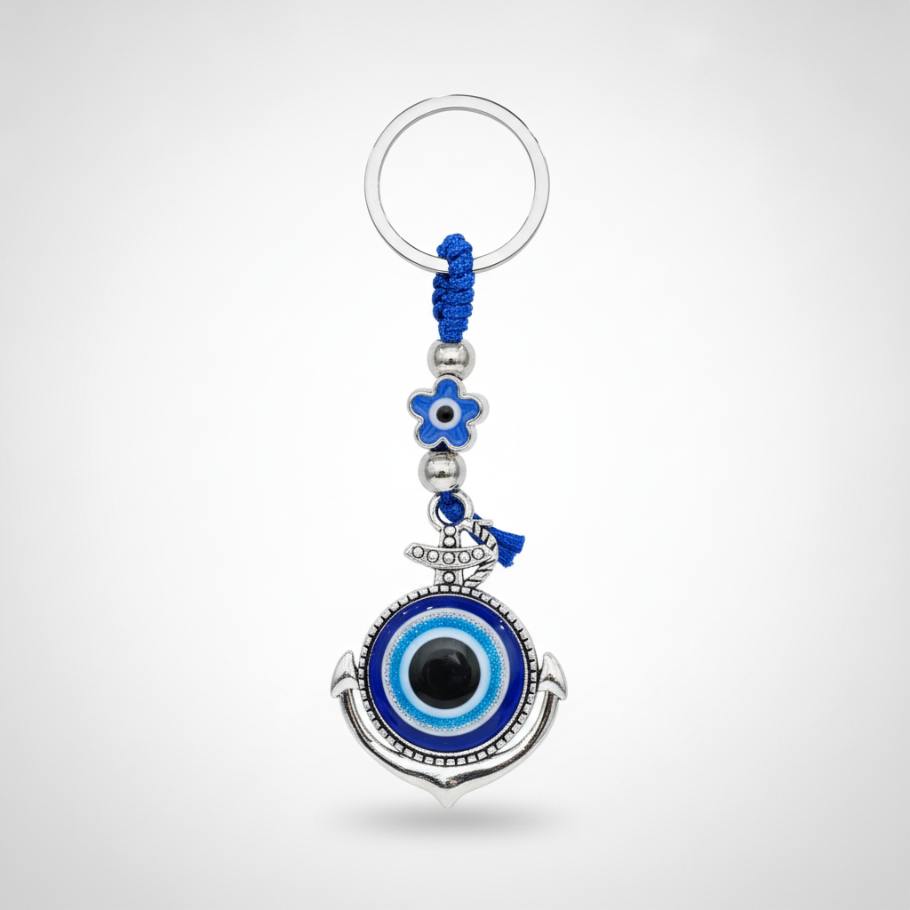 Evil Eye Anchor Keychain – Blue Nazar Good Luck Charm