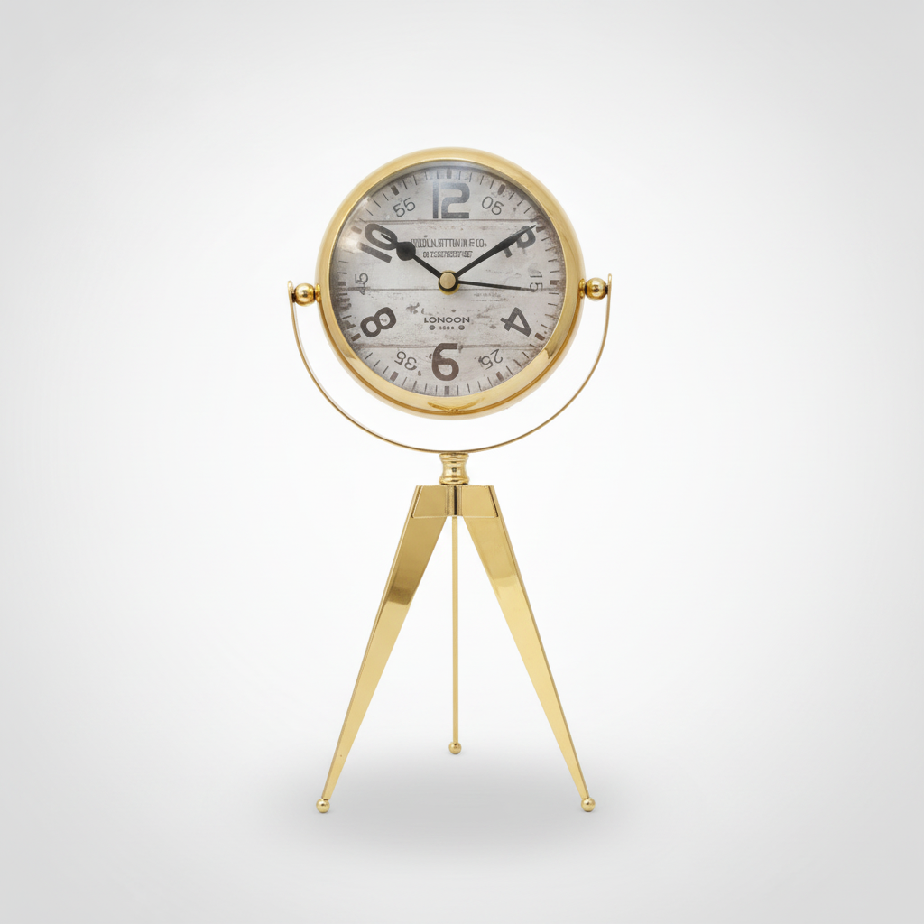Vintage Gold Tripod Table Clock – London 1894 Retro Design