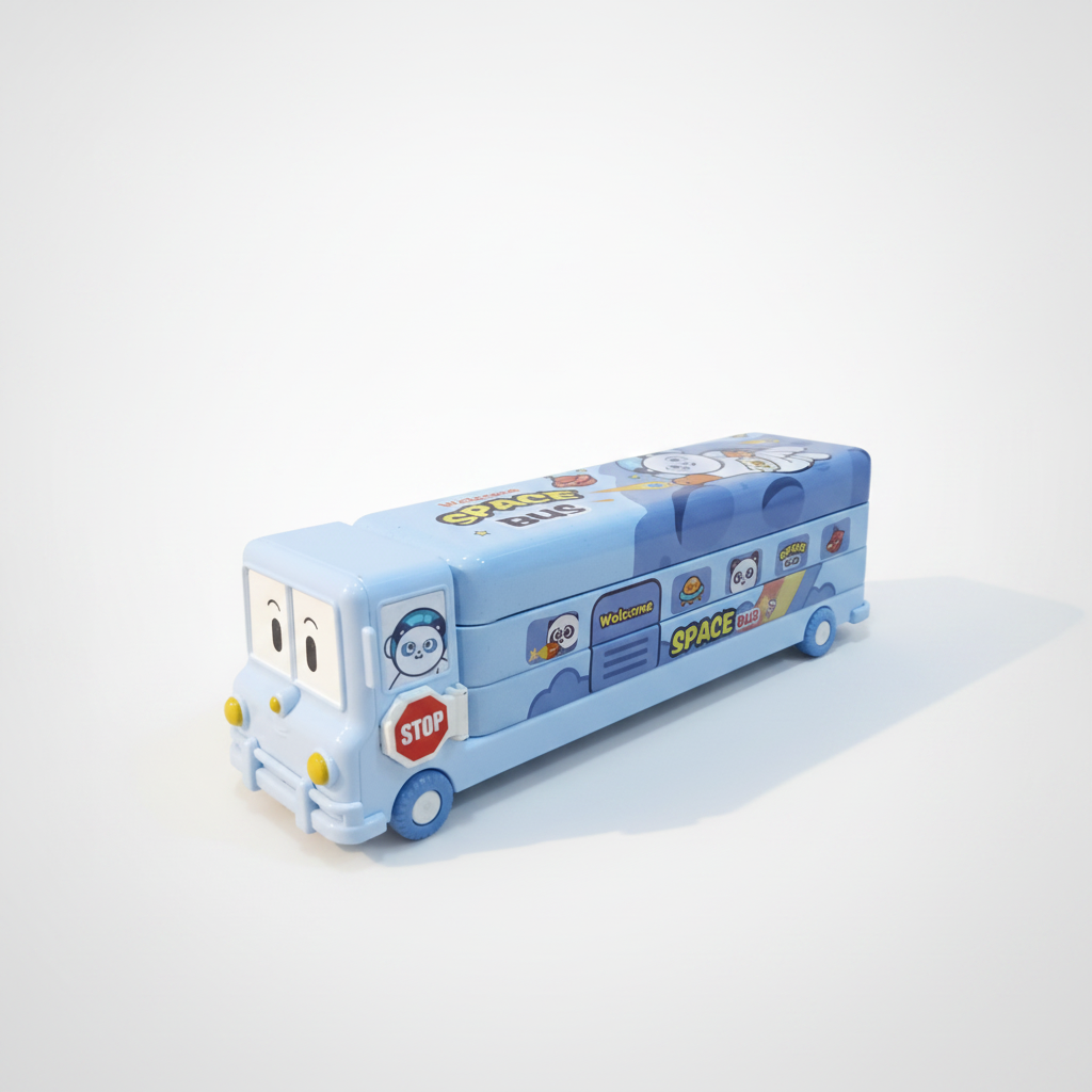 Space Bus Pencil Case – Fun 3-Layer Kids Stationery Box