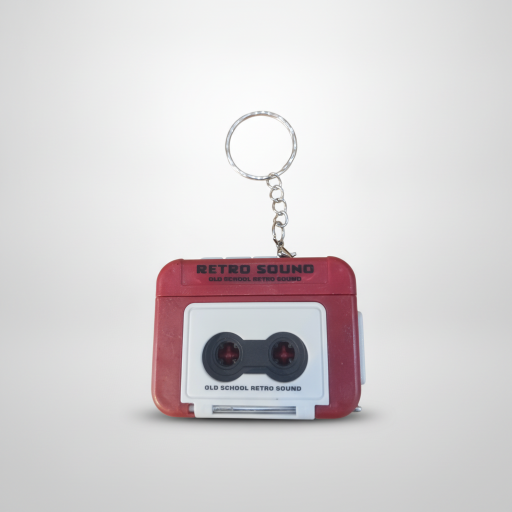 Retro Cassette Tape Keychain with Sound Recording