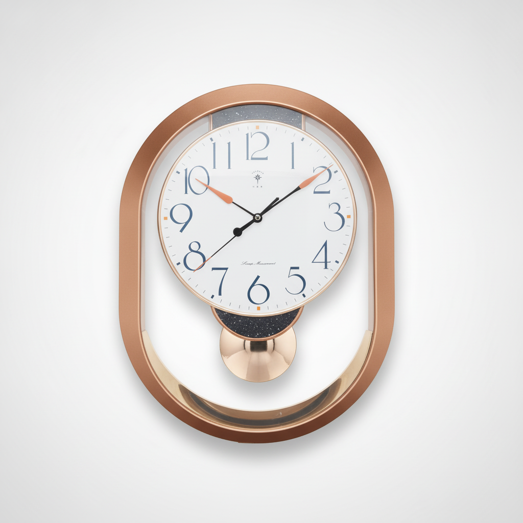 Polaris Pendulum Wall Clock with Rose Gold Frame