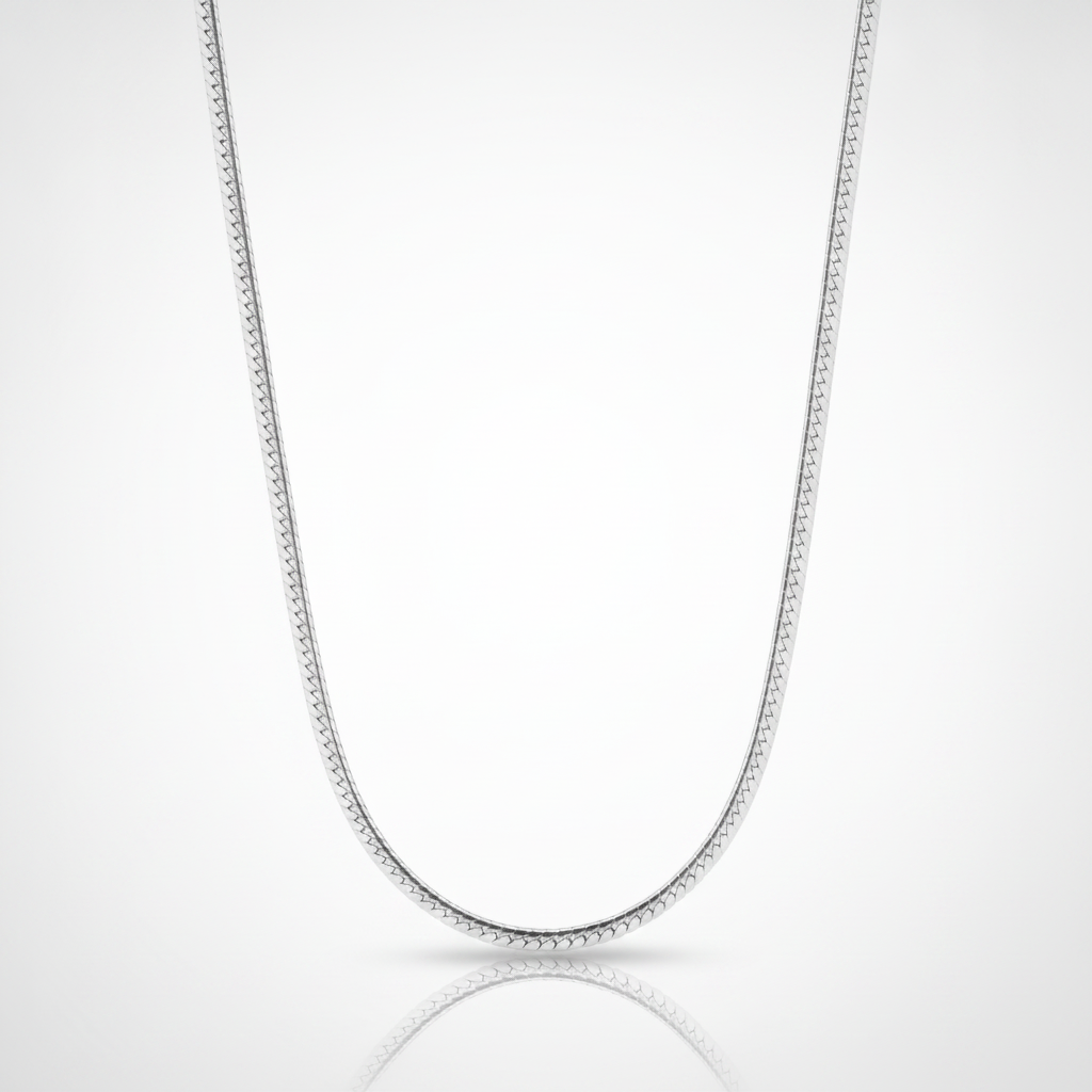 Men's Silver Herringbone Chain Necklace