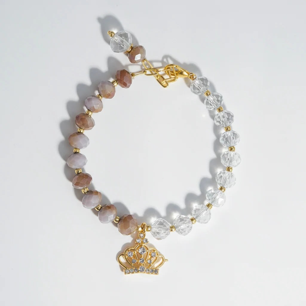 Crystal & Crown Charm Rakhi Bracelet – Gold Accent