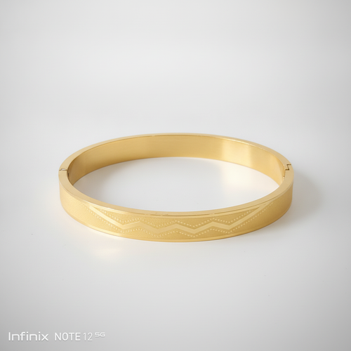 Men's Gold-Tone Engraved Bangle Bracelet