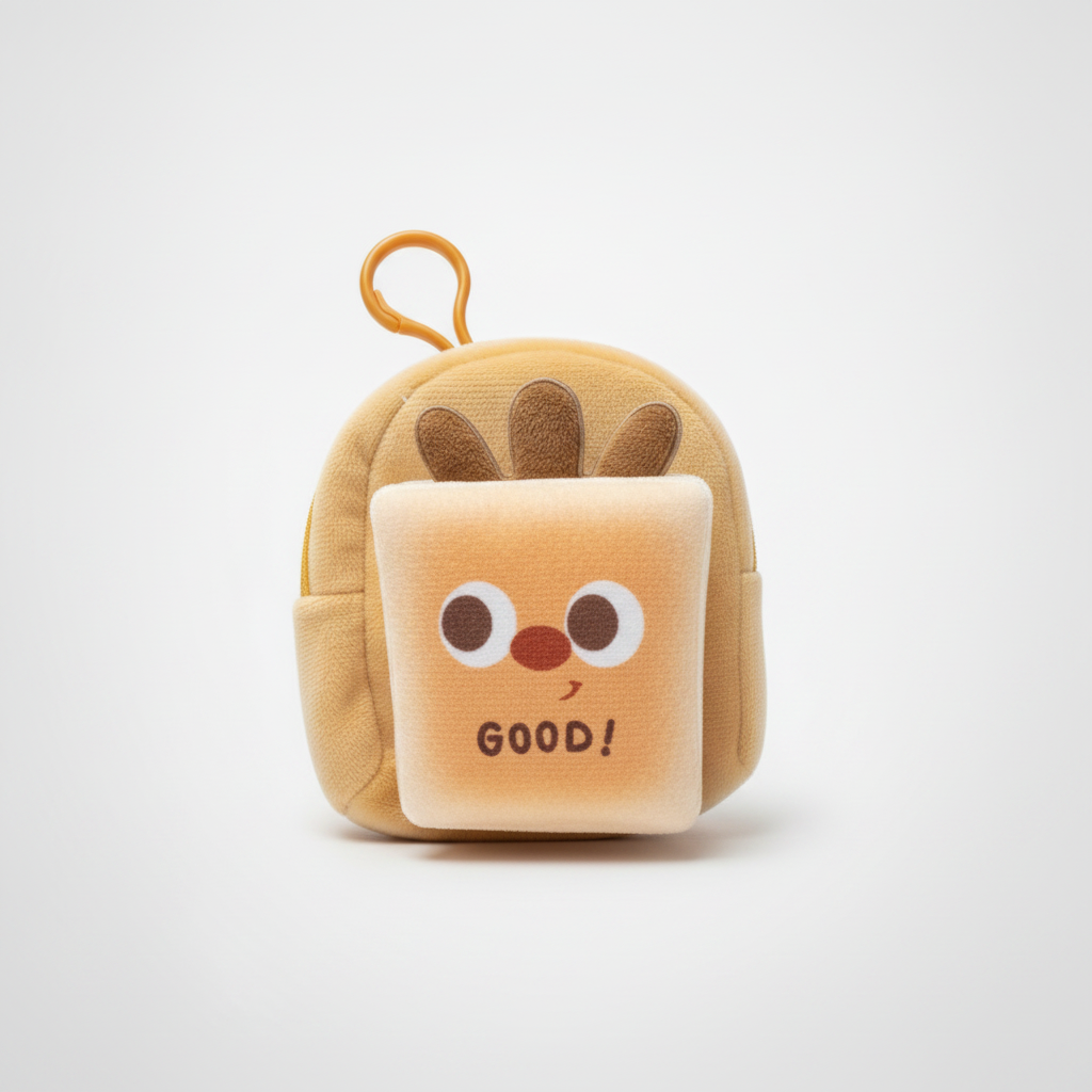 Cute Toast Bread Plush Mini Keychain Bag